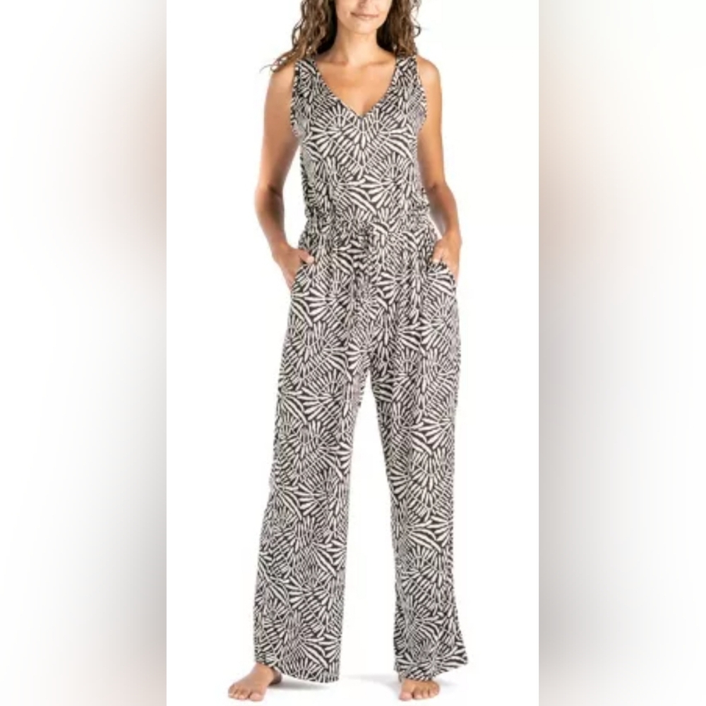 Jumpsuit - Allthreads Black and White Patterned V Neck Sleeveless Jumpsuit Sz L
